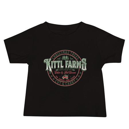 [ID: 305-G376] Christmas Tree Farm - Vintage Holiday Badge Baby Staple Tee