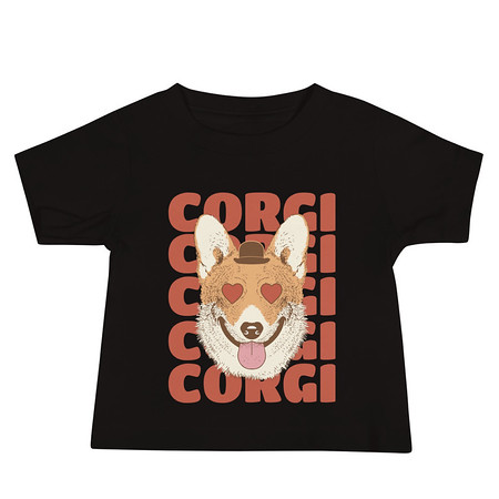 [ID: 305-G421] Corgi Loves - Cute Dog Baby Staple Tee