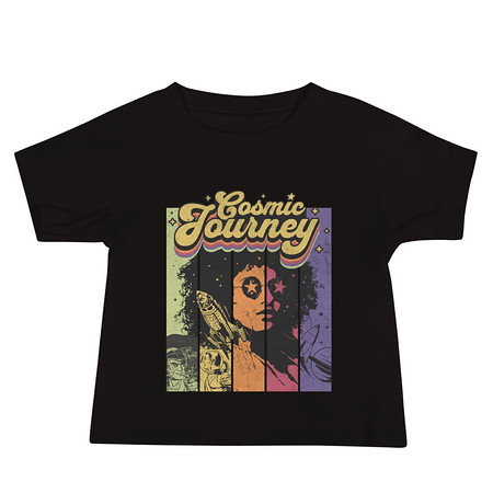 [ID: 305-G422] Cosmic Journey Rainbow Retro Baby Staple Tee