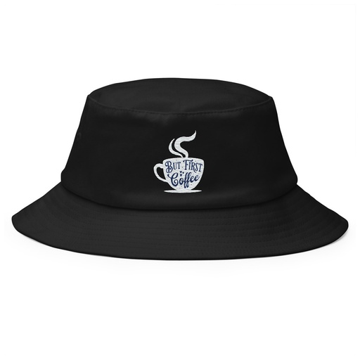 [ID: 253-G300] But First Coffee - Hand Lettering Typography Bucket Hat