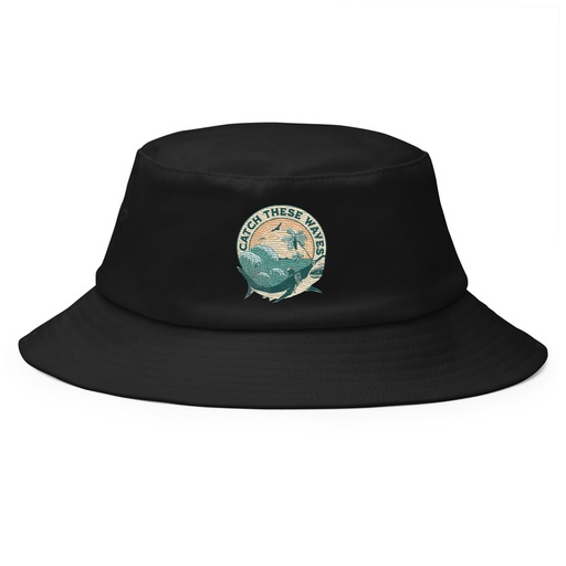[ID: 253-G345] Catch These Waves Shark  Bucket Hat