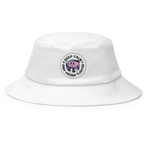 [ID: 253-G409] Colorful Fun Retro Style Coffee Quote Bucket Hat